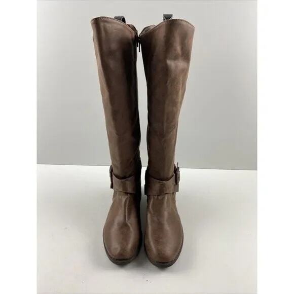 Bullboxer KAYLEY Brown Faux Leather Side Zip Round Toe Knee High Boots Women - Picture 8 of 8